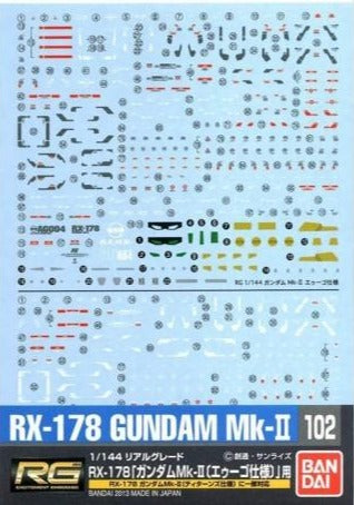 Gundam Decal 102 - RG Gundam Mk-II