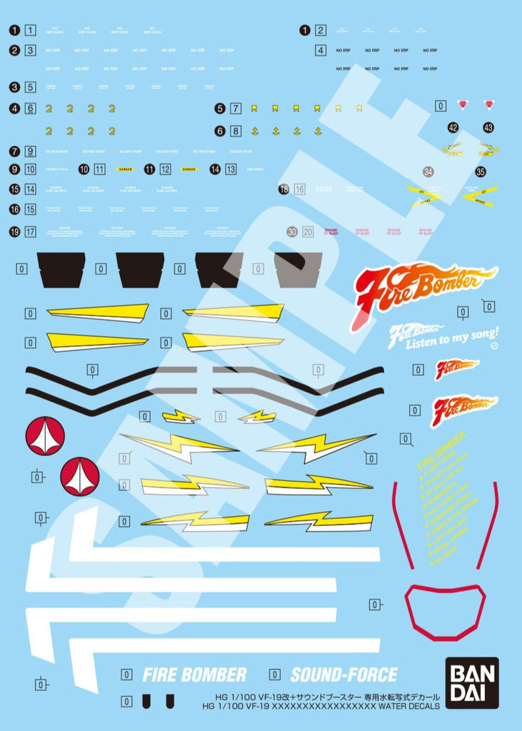 1/100 HG VF-19 Fire Valkyrie with Sound Booster Decals