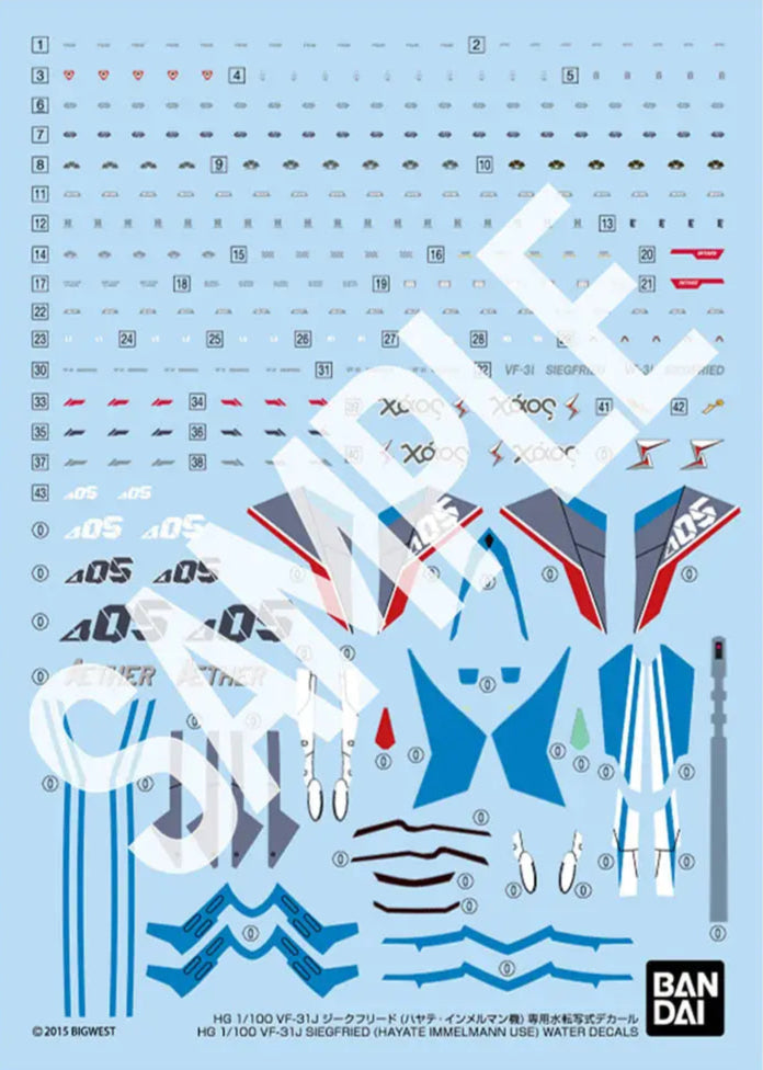 1/100 HG VF-31J Siegfried (Hayate Immelman) Water Transfer Decal