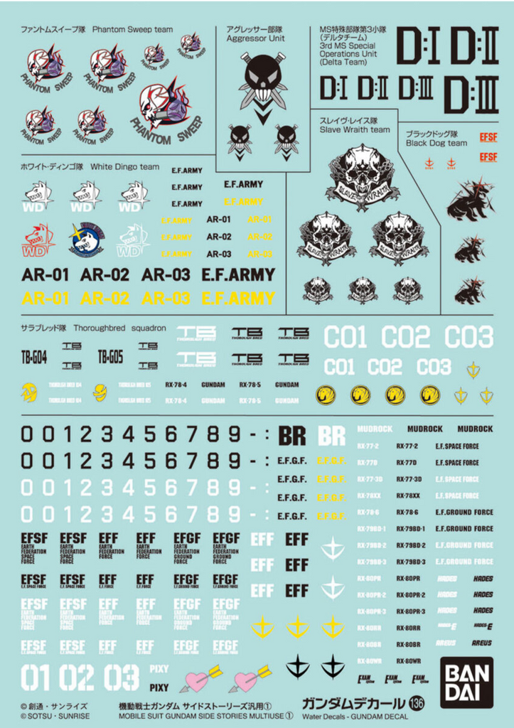 Gundam Decal 136 - Mobile Suit Gundam Side Stories Multiuse 1