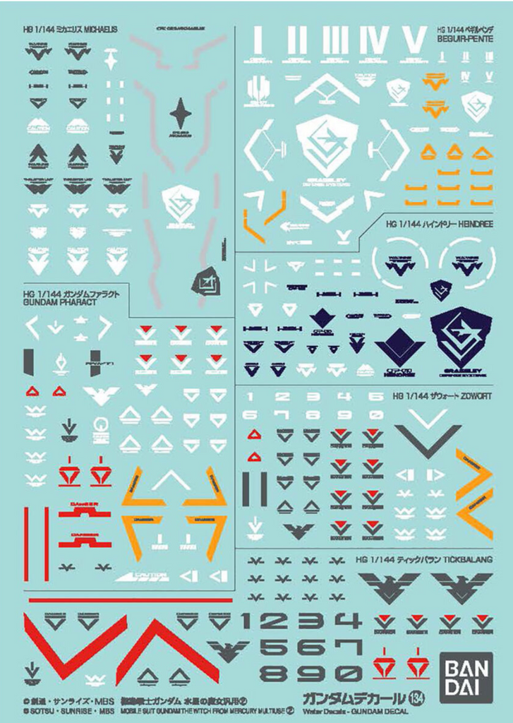 Gundam Decal 134 - Mobile Suit Gundam The Witch from Mercury Multiuse 2